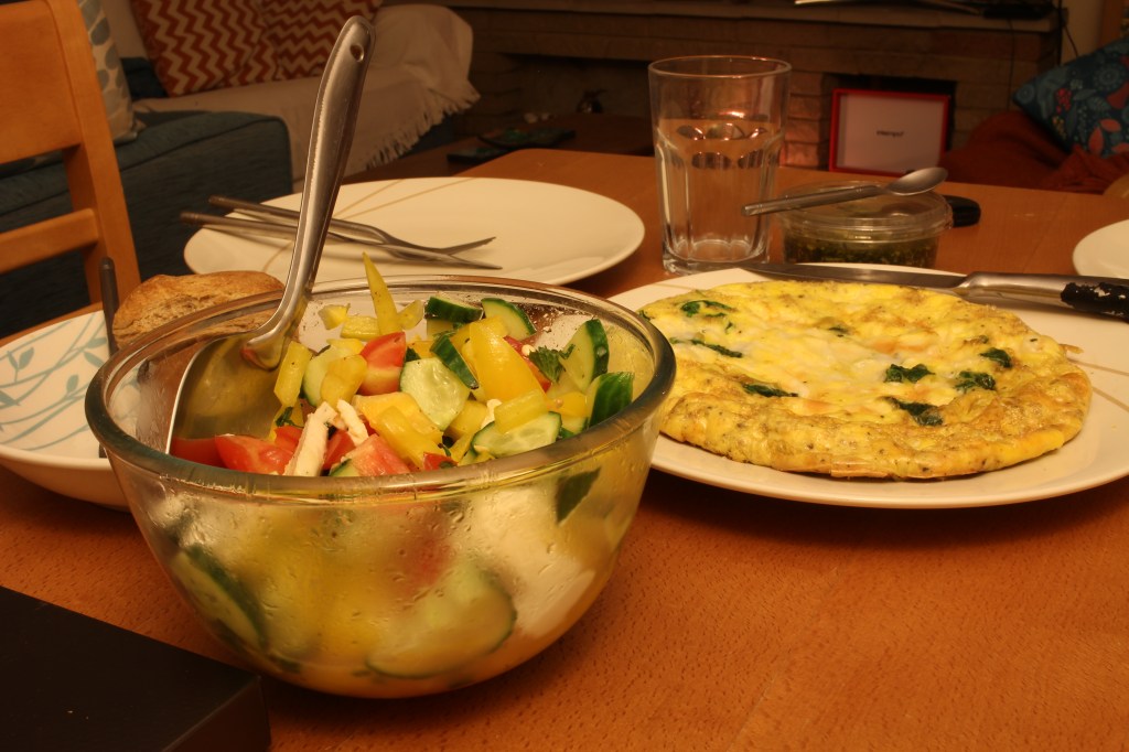 Spinach, pesto and goat’s cheese&nbsp;frittata