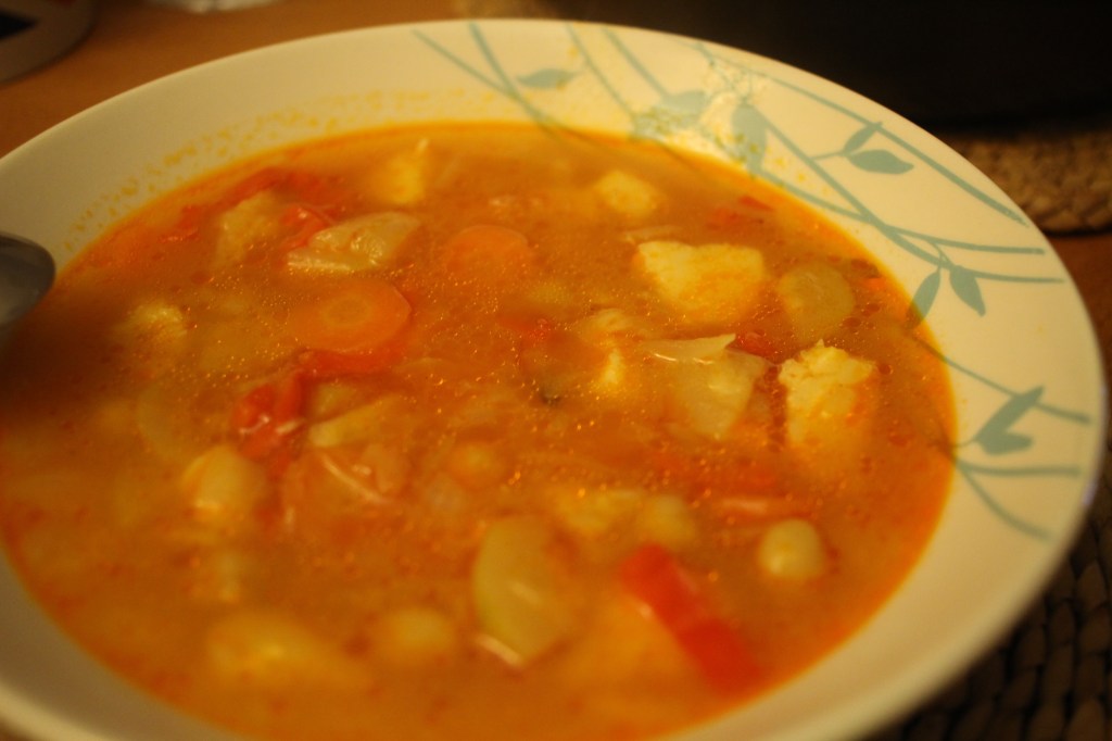 “¿Cuál es su nombre?”                           “It’s called chickpeas with&nbsp;cod”