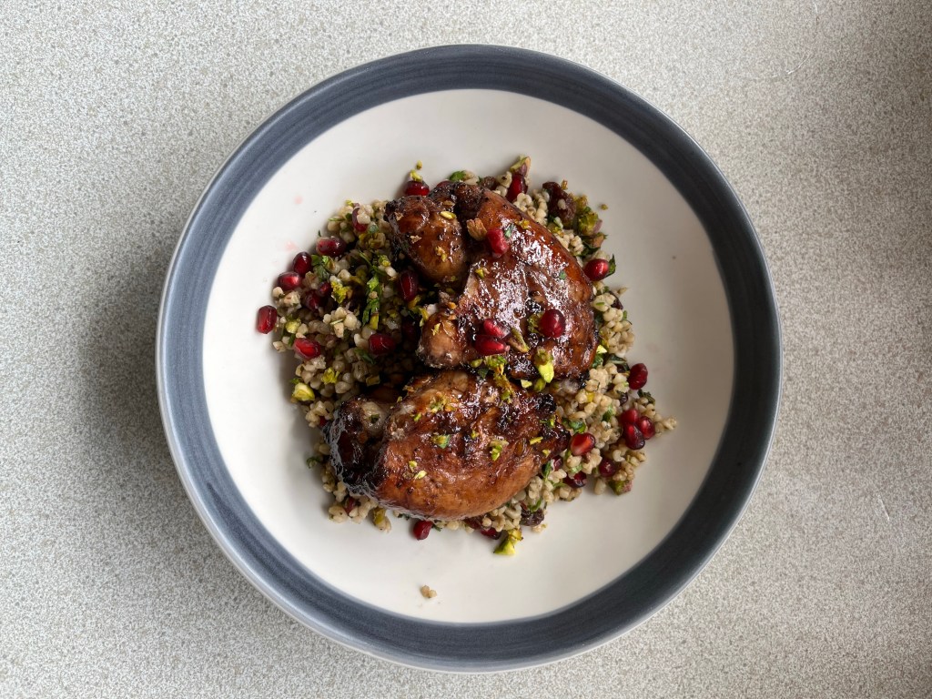 Pomegranate molasses chicken with bulgar wheat&nbsp;salad