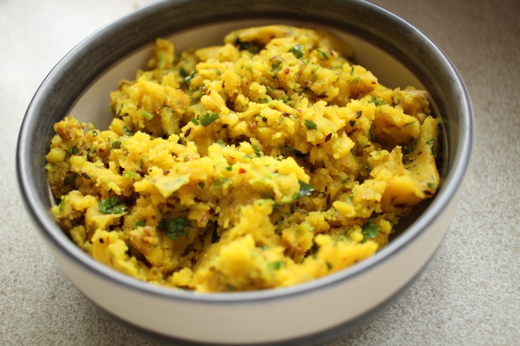 Spiced turmeric potatoes with&nbsp;coriander.