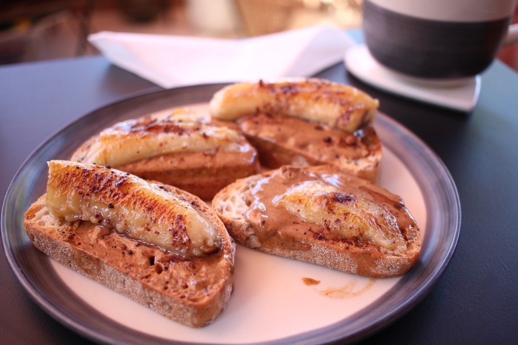 Almond butter and banana on&nbsp;toast